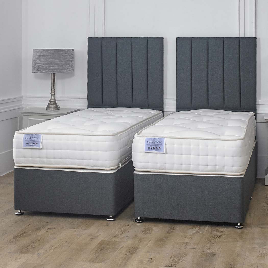 Luxury Hotel Zip and Link 1000 Pocket Sprung Intelligent Fibre Divan Bed Set