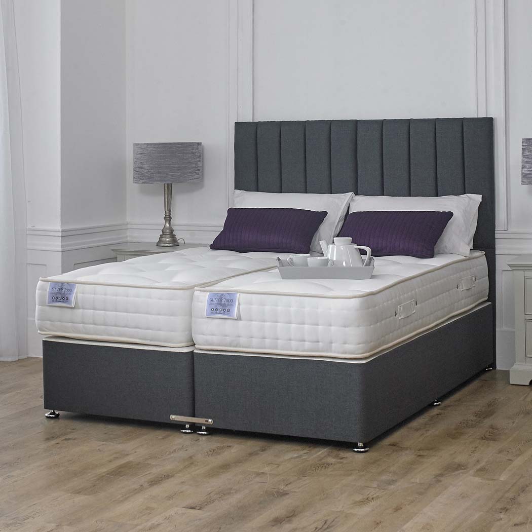 Luxury Hotel Zip and Link 2000 Pocket Sprung Intelligent Fibre Divan Bed Set